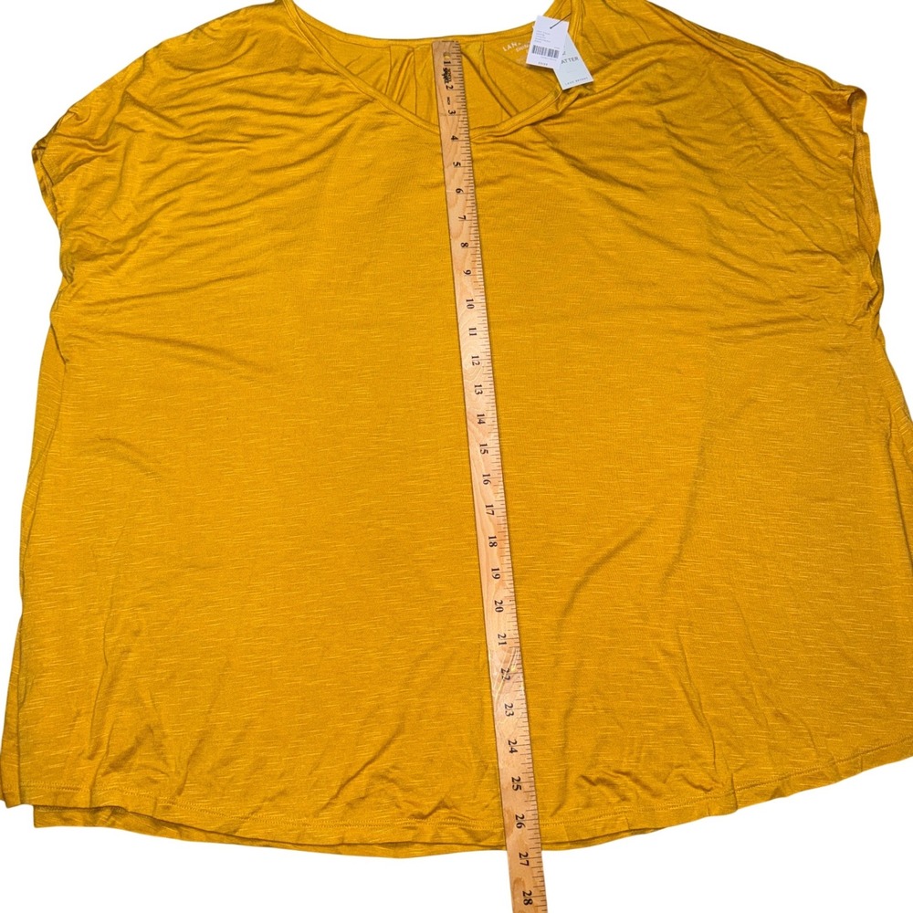 Lane Bryant Swing Tee 22/24 Mustard Yellow V-Neck Slub Knit Short Sleeve Top NWT - Picture 6 of 6
